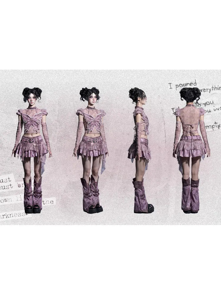 Butterfly Bandeau Mesh Base Jacket Two-Piece Set【s0000014030】