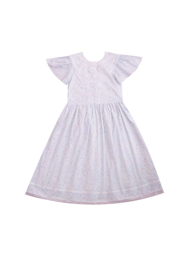 Lace Navy Neck Blue Dress【s0000013495】
