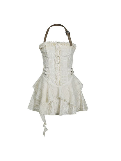 Patchwork Lattice Waisted Dress【s0000013889】