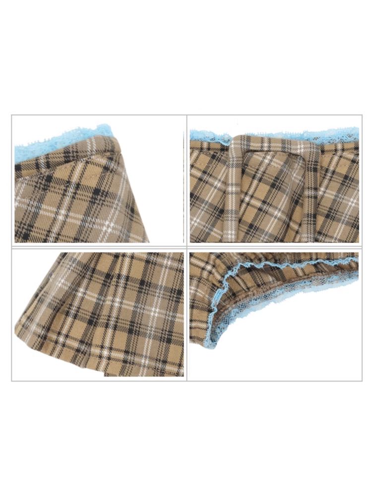 Plaid Lace Pleated Skirt Pants【s0000009418】