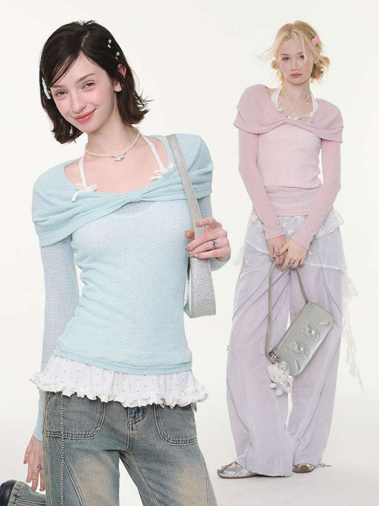 Soft Cloud Knot Slim Knitted Top【s0000015426】