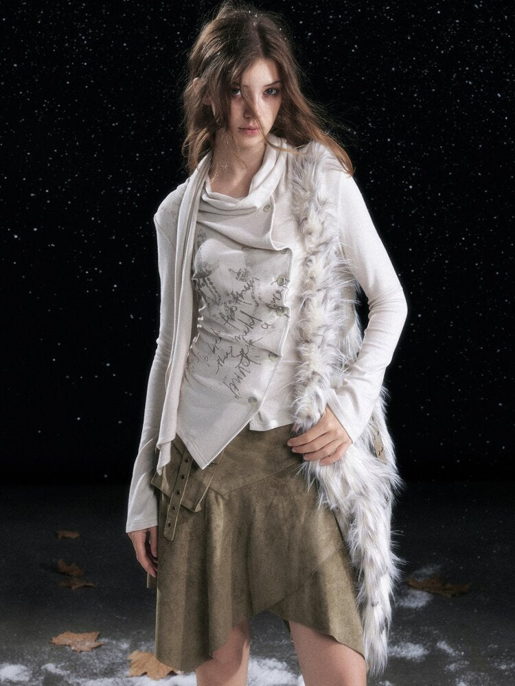 Mottled Graffiti Pleated Knit Top【s0000015552】