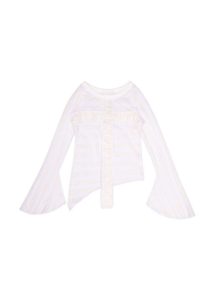 Cross Stripe Long Sleeve Thin Top【s0000009483】