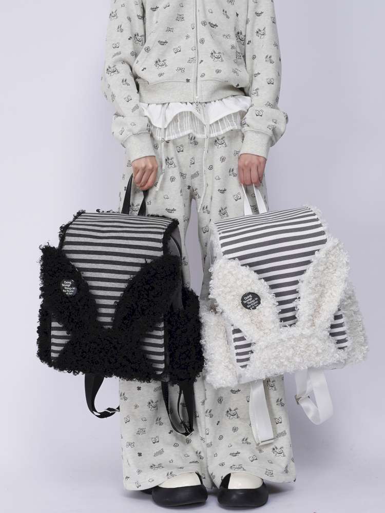 Rabbit Ears Fur Computer School Bag【s0000014615】