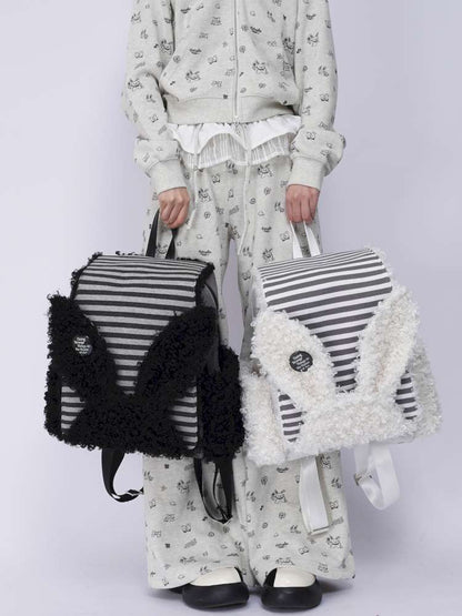 Rabbit Ears Fur Computer School Bag【s0000014615】