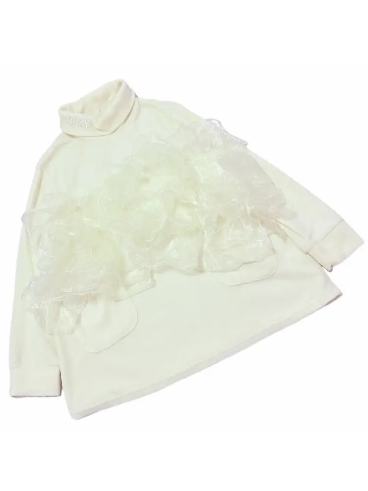 Granulated Sweatshirt with Lace Trim【s0000014345】