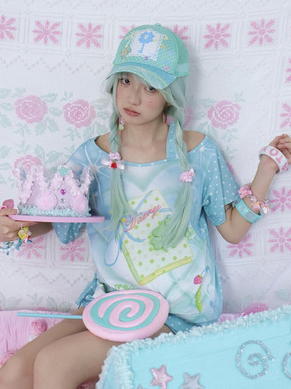 Lucky Clover Mint Shoulder T Shirt【s0000017454】