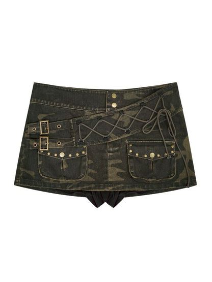 Camouflage Low-Waist Short Skirt 【s0000012803】