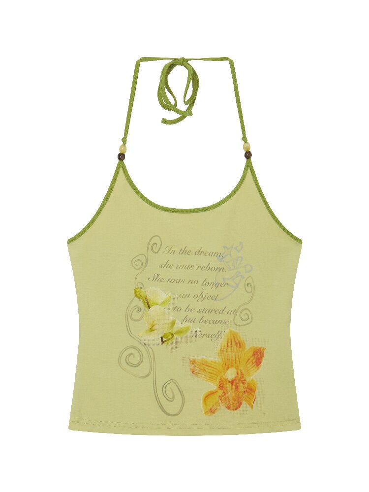 Floral Beaded Halterneck Camisole【s0000016657】
