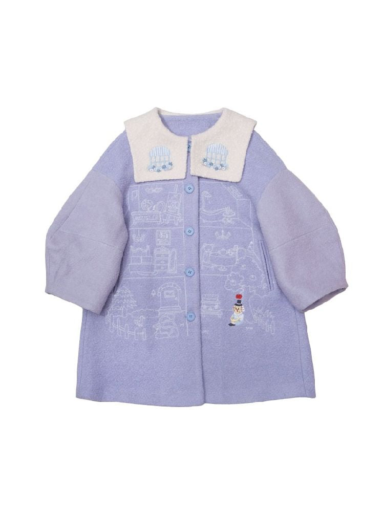 Dollhouse Embroidered Colorblocked Tweed Coat【s0000005691】