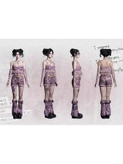 Mesh Nail Rhinestone Pleated Long Sleeve Sleeves【s0000014021】