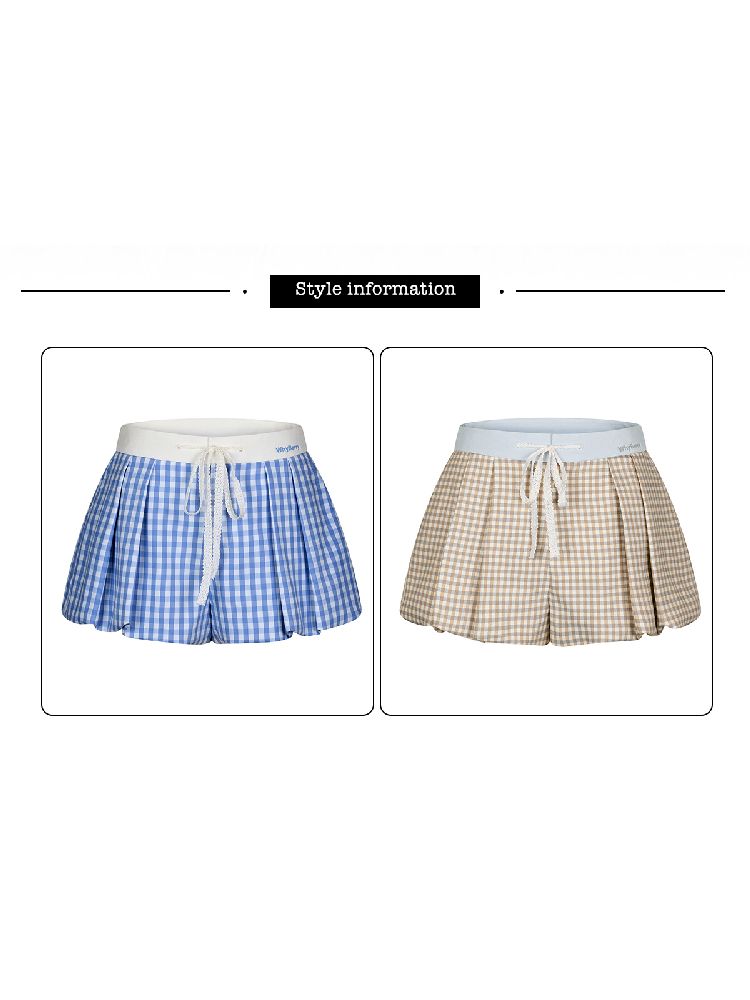 A-Line Shorts Peplum Plaid Pants【s0000011968】