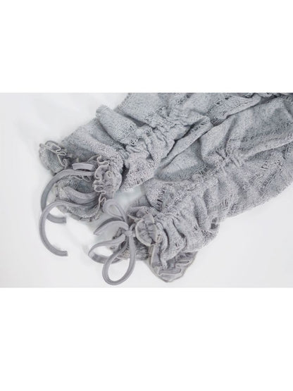 Ruffle Misty Blue Hooded Tunic【s0000012642】