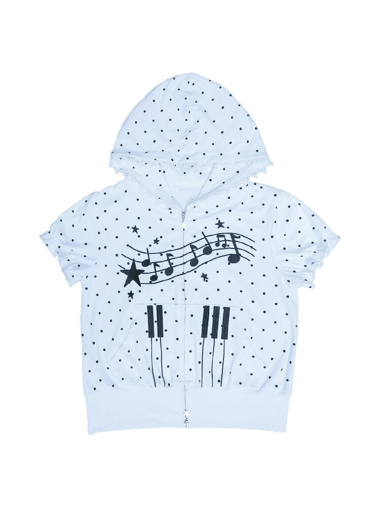 Notes Polka Dot Hooded Cardigan【s0000016547】