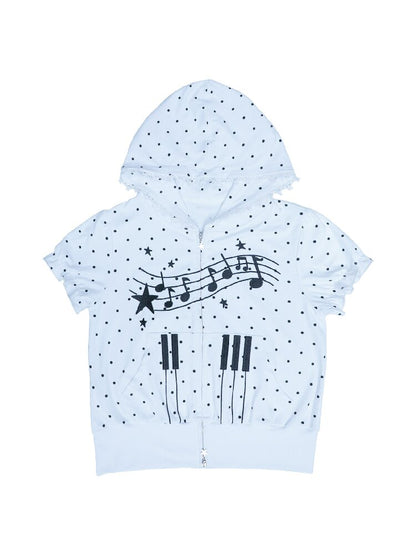 Notes Polka Dot Hooded Cardigan【s0000016547】