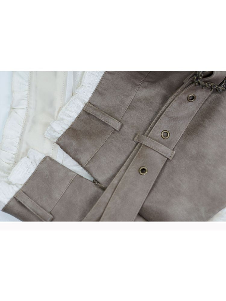 Punk splicing velvet bustier skirt【s0000013886】