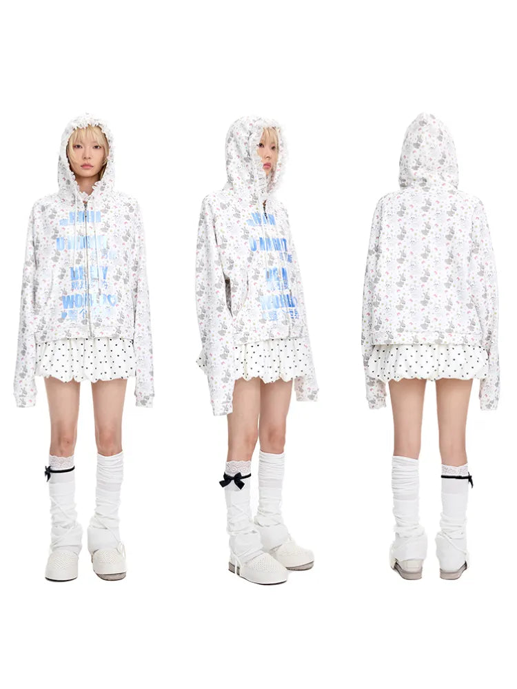 Print Lace-Trimmed Sweatshirt【s0000014094】