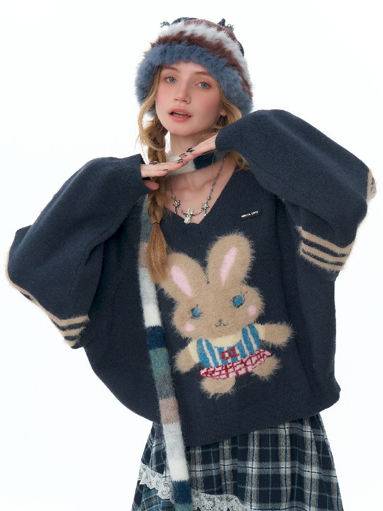 V- 넥 소프트 어두운 회색 스웨터 [S0000011496]