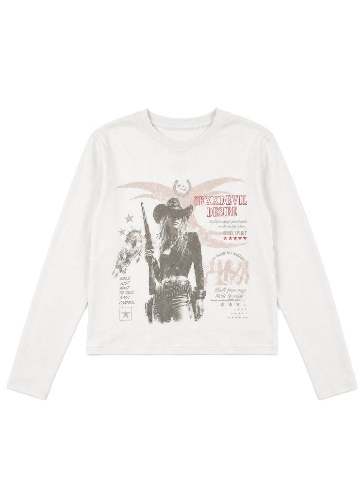 Women Digital Print Long T-Shirt【s0000018562】
