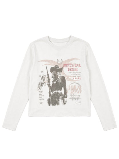 Women Digital Print Long T-Shirt【s0000018562】