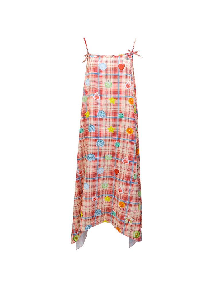 Summer Plaid Fun Print Camisole Dress【s0000016842】