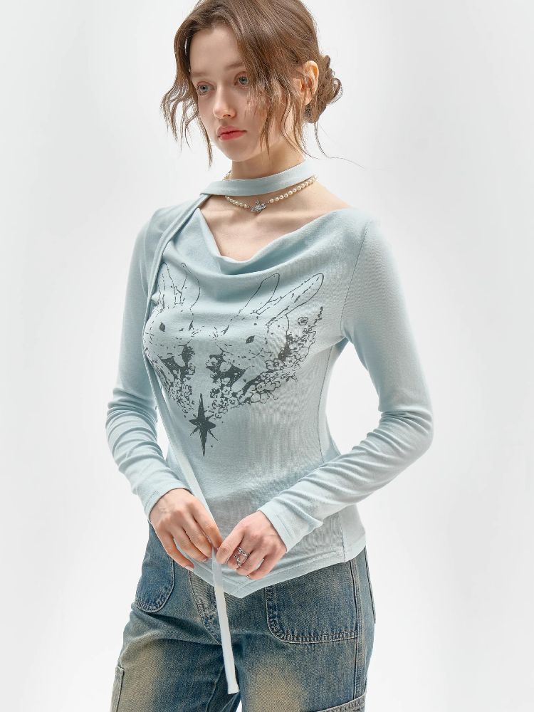 Swing Neck Long Sleeve T-Shirt【s0000011520】