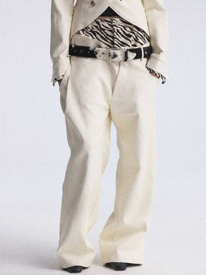 Irregular Zebra Wide Leather Pant【s0000015392】