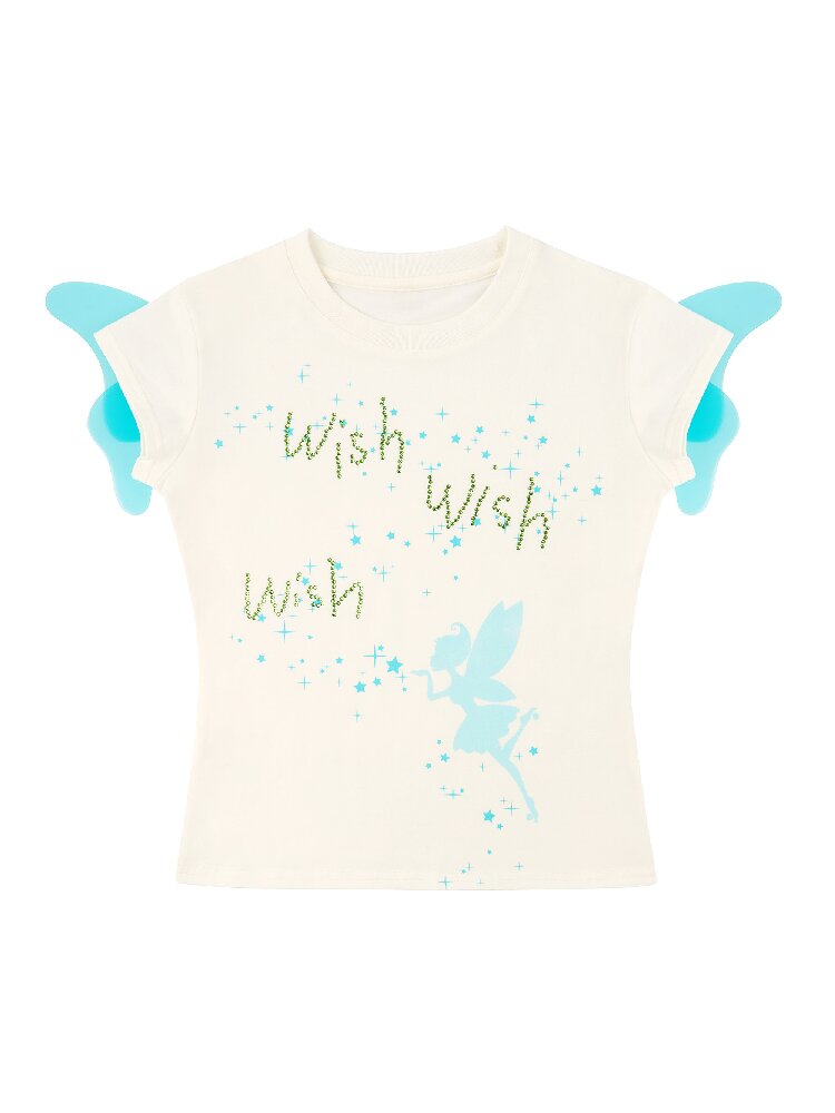 Rhinestone Fairy Wing Short Sleeve T Shirt【s0000018732】