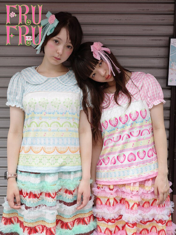 Strawberry Lime Print Loose T-Shirt【s0000017765】