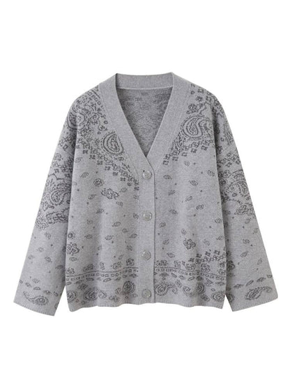 Button-Front Jacquard Knit Cardigan【s0000014394】