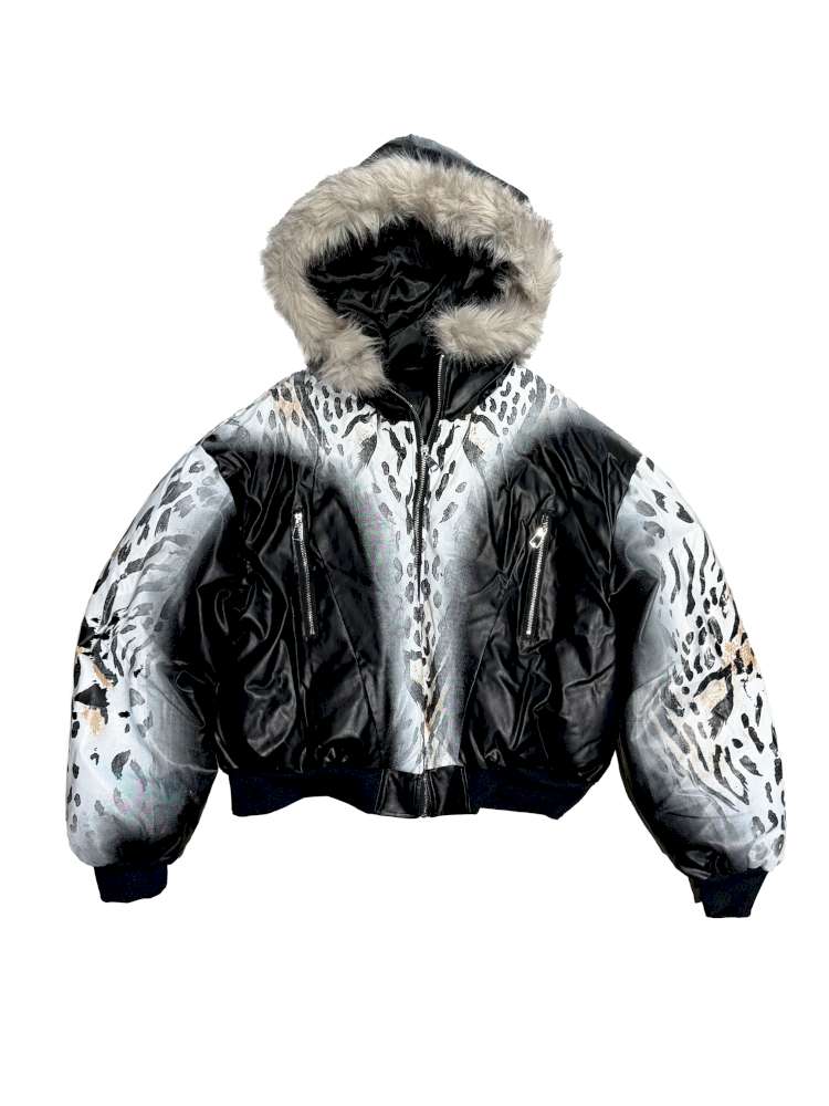 Gradient Cotton Hooded Leopard Jacket【s0000014863】