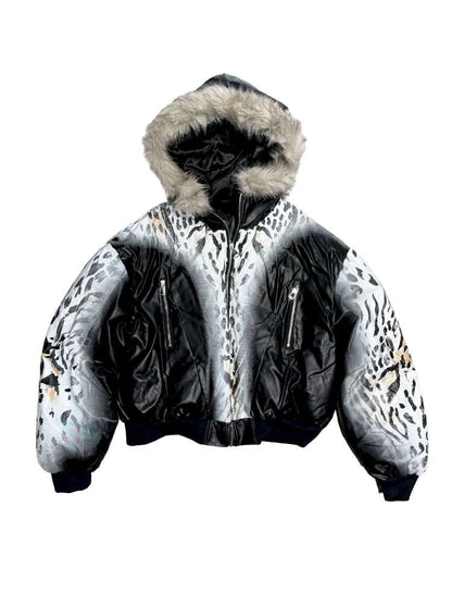 Gradient Cotton Hooded Leopard Jacket【s0000014863】