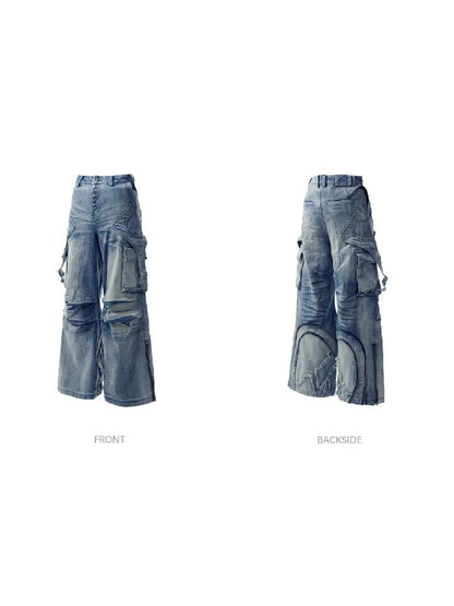 PLEATED WIDE LEG JEANS [S0000010450]