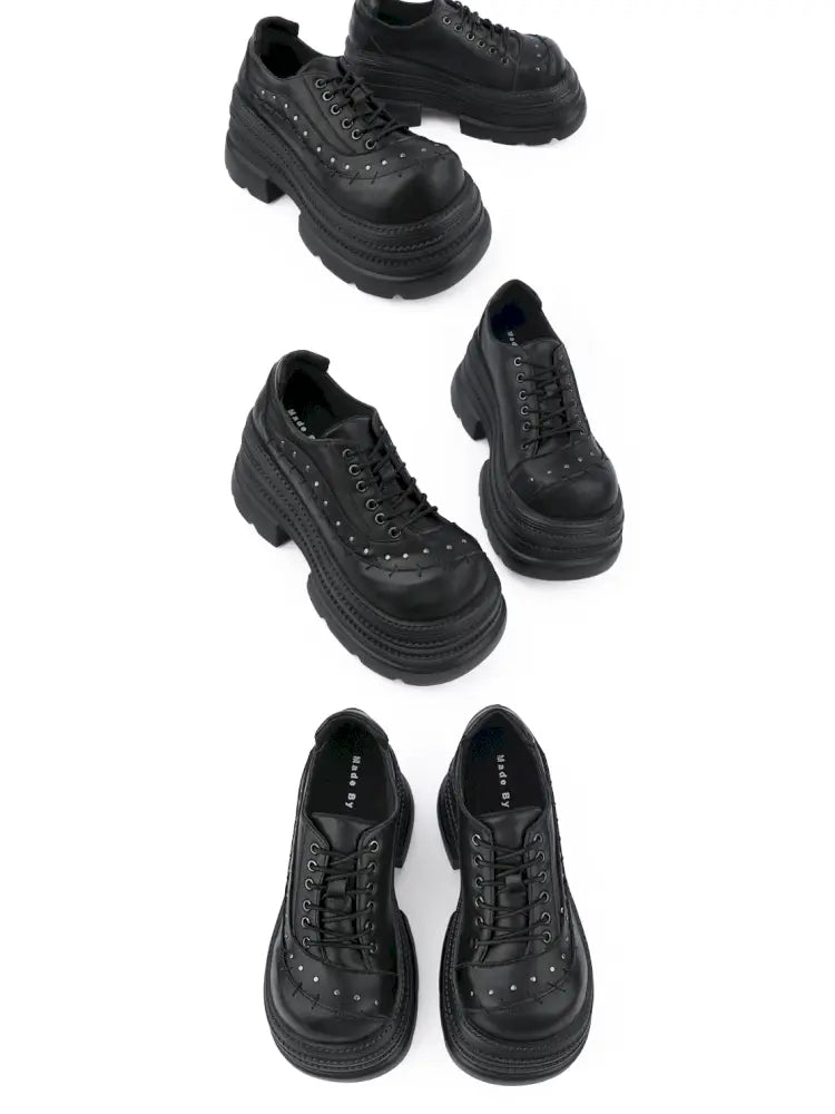 Gothic-Style Lace-Up Square-Toe Shoes【s0000014183】