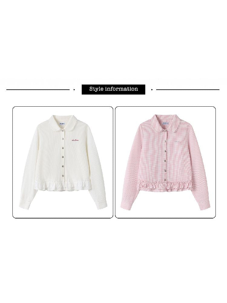 Doll Collar Solid Color Bow Flutter Shirt【s0000011963】