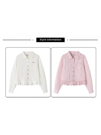 Doll Collar Solid Color Bow Flutter Shirt【s0000011963】