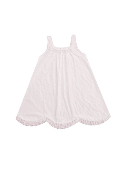 Lace petal hem smocked skirt tank dress【s0000013497】