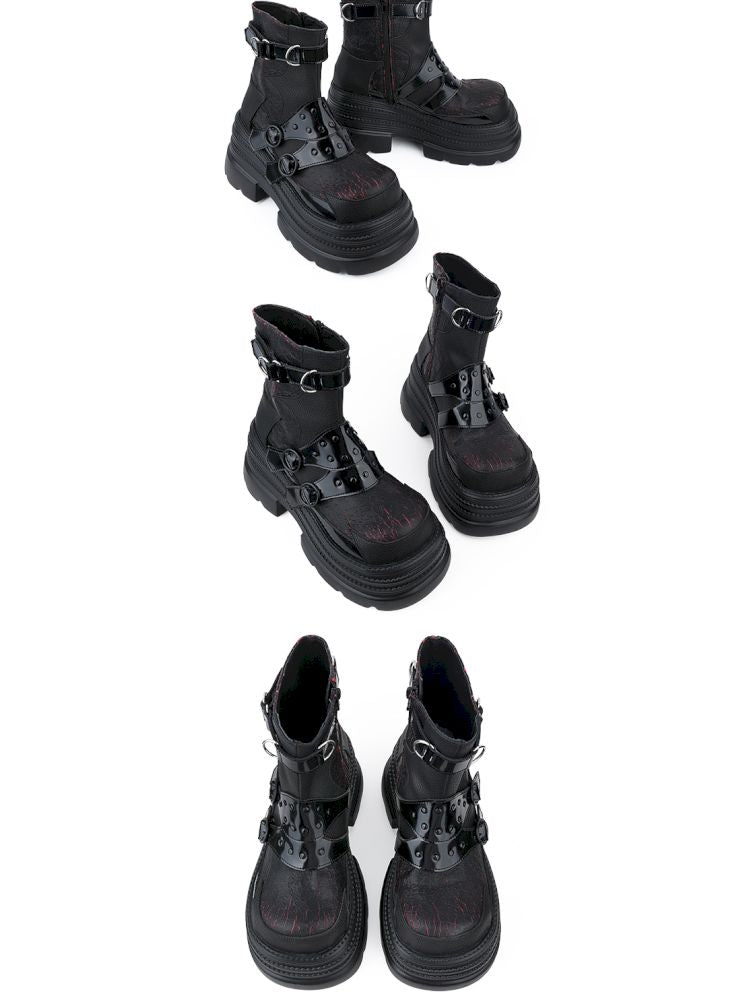 Black Cool Square Toe Martin Boots【s0000013707】