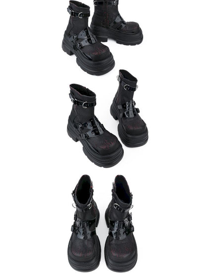 Black Cool Square Toe Martin Boots【s0000013707】