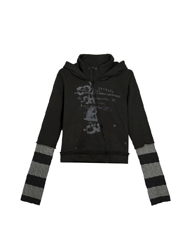 CROOKED ZIPPER HOODED SWEATSHIRT [S0000010765]