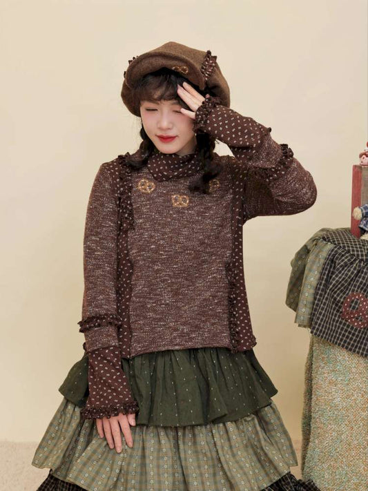 Vintage Girly Color-Blocked Floral Lace Base Layer【s0000014841】