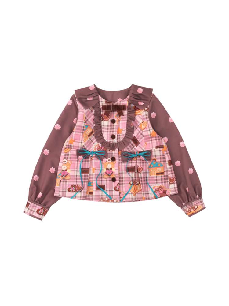 Pink-Brown Vintage Doll-Style Jacket【s0000014514】