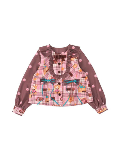 Pink-Brown Vintage Doll-Style Jacket【s0000014514】