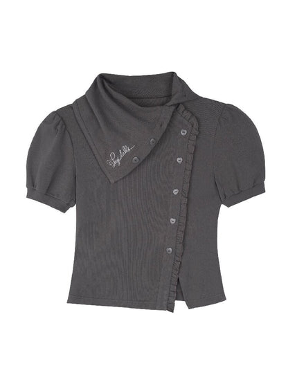 Diagonal Placket Stacked T-shirt【s0000015762】