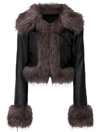 Faux raccoon fur collar do old thick coat[s0000004765]