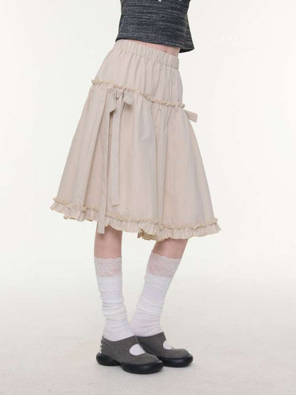 Retro Khaki A-Line Slimming Skirt【s0000015425】