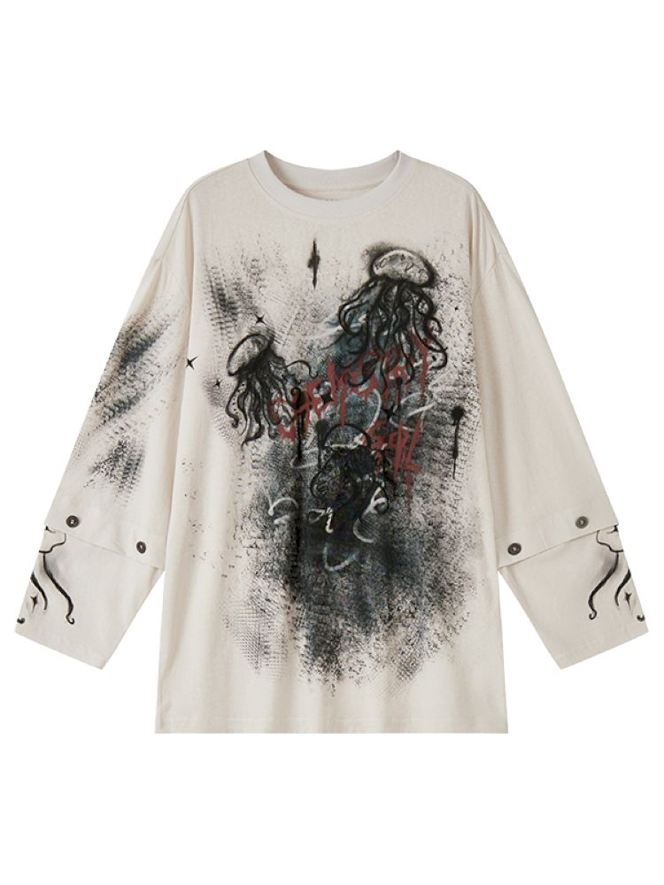 Jellyfish Print Long Sleeve T-shirt【s0000012283】