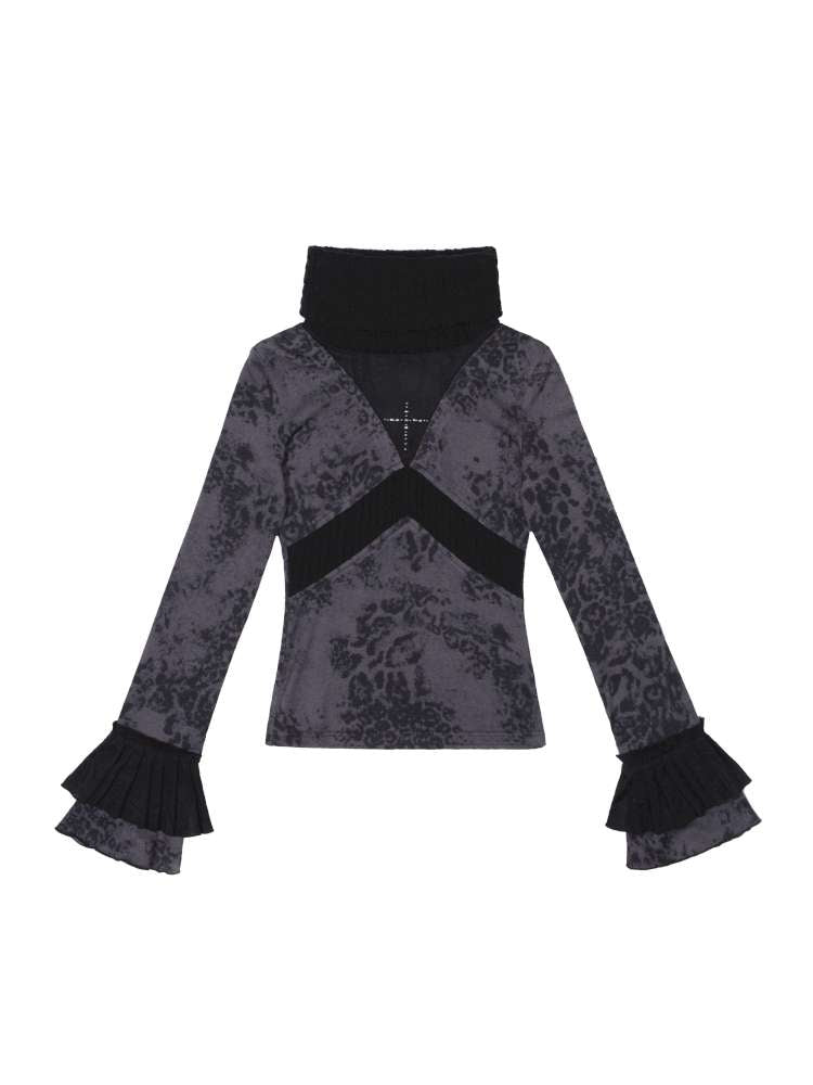 Contrast Slim Knit Long Sleeve Tee【s0000015083】