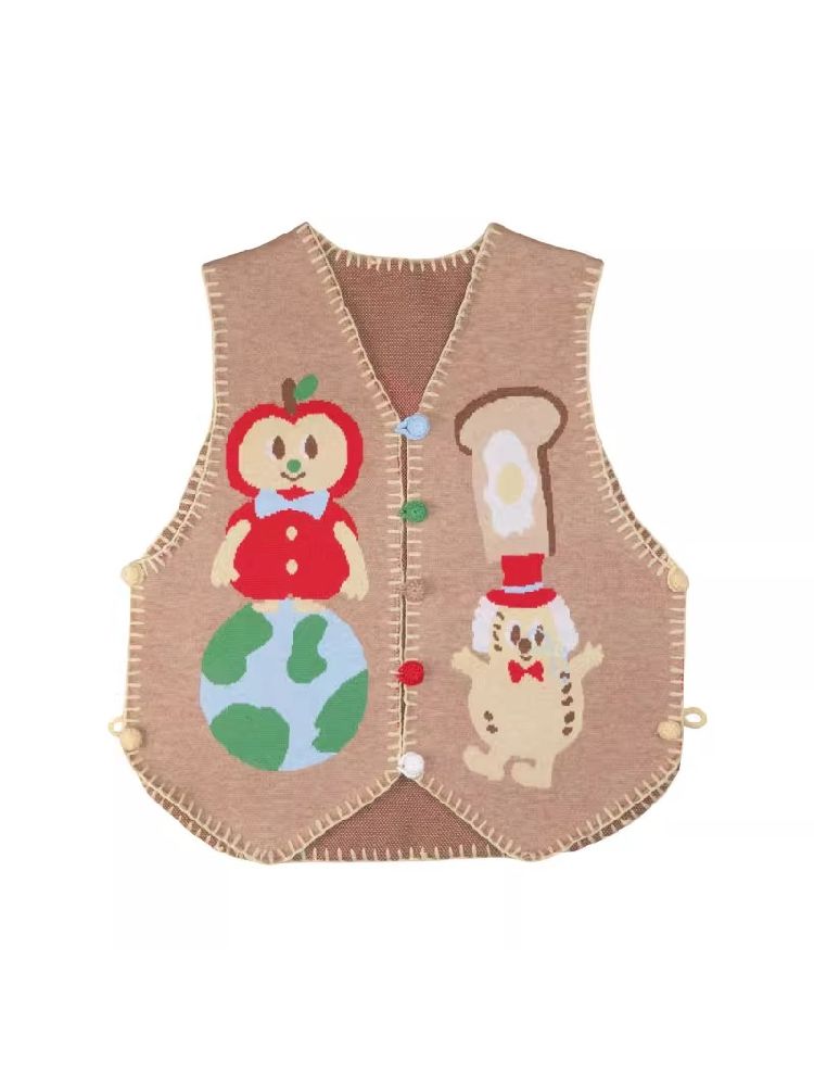 Apple Earth Toast Khaki Knit Vest【s0000005688】