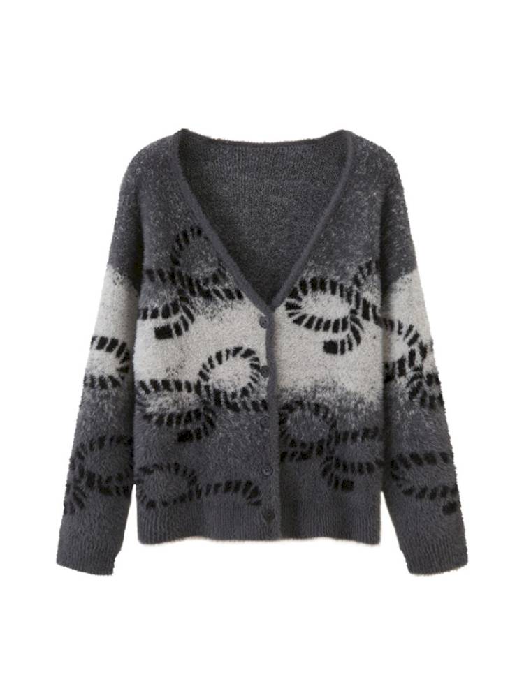 Oversized V-Neck Knit Cardigan【s0000014404】